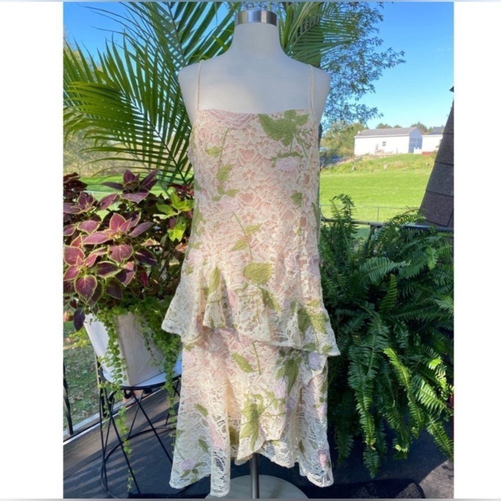 Alex Marie Floral Chunky Lace Ruffle Dress NWT Size 12